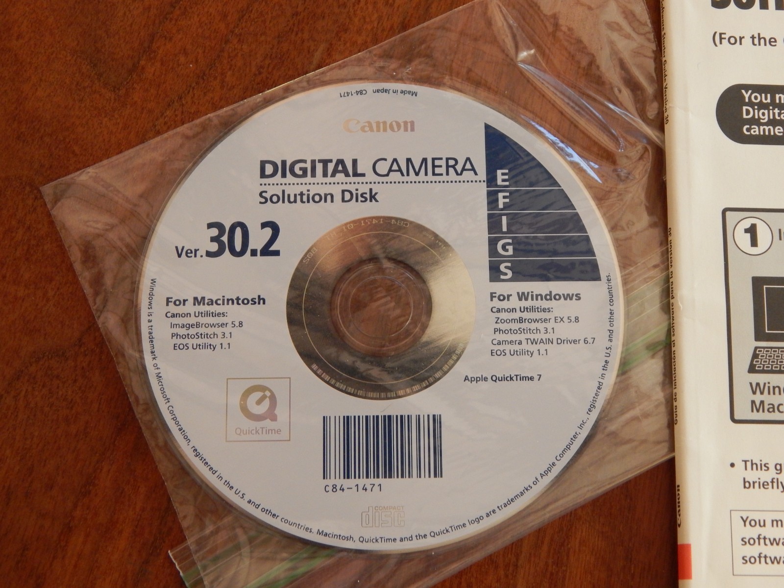 Canon Digital Camera Solution Disk Ver 30.2 CD ROM w Starter Guide 2007 MAC/WIN