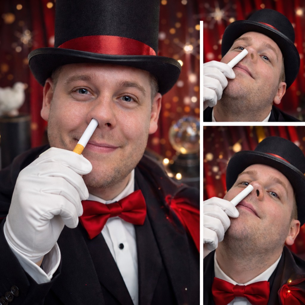Vanishing Cigarette Up Nose Illusion - Easy to do - Self Working Magic Trick