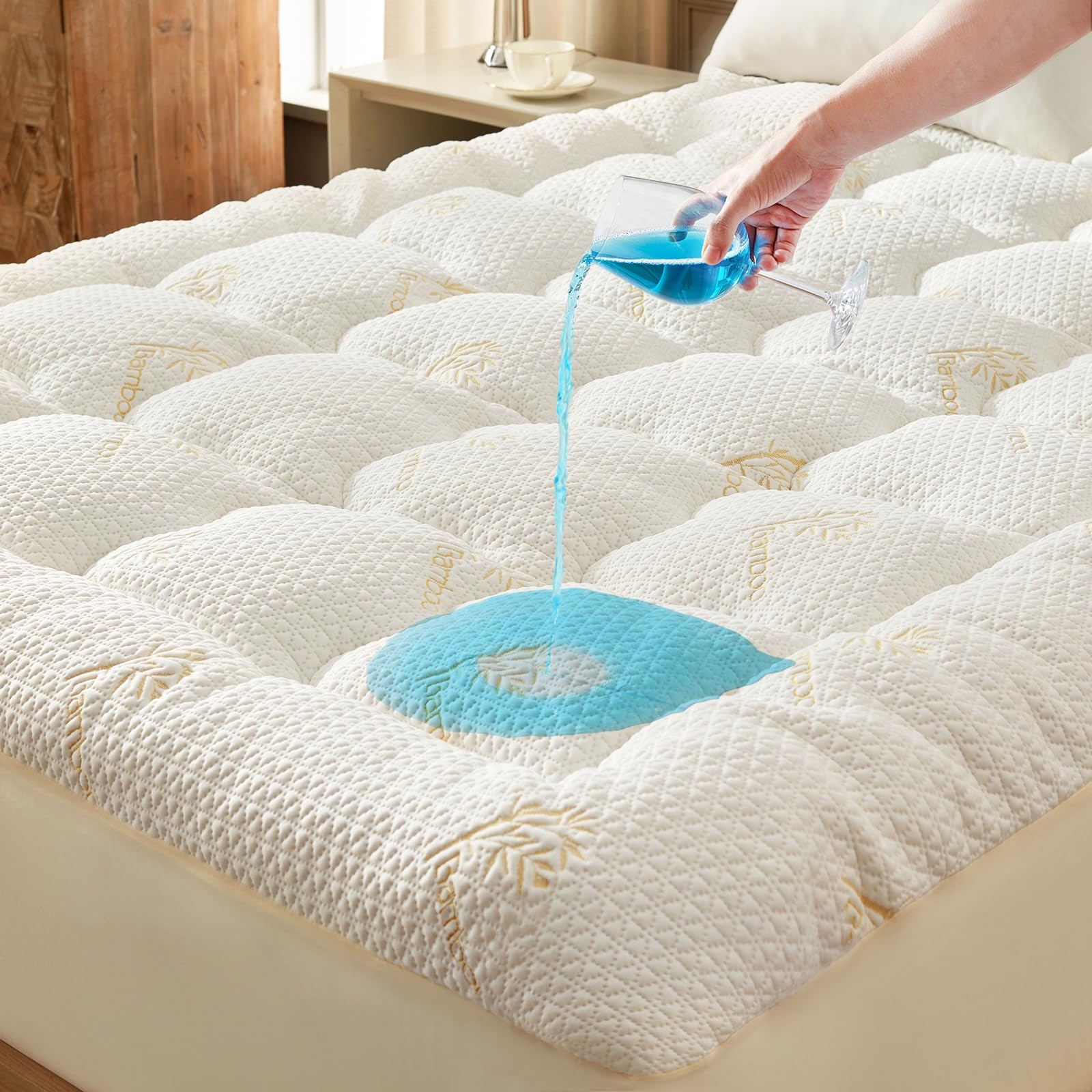 Premium 100% Waterproof Twin Mattress Topper, Breathable Twin, Gold