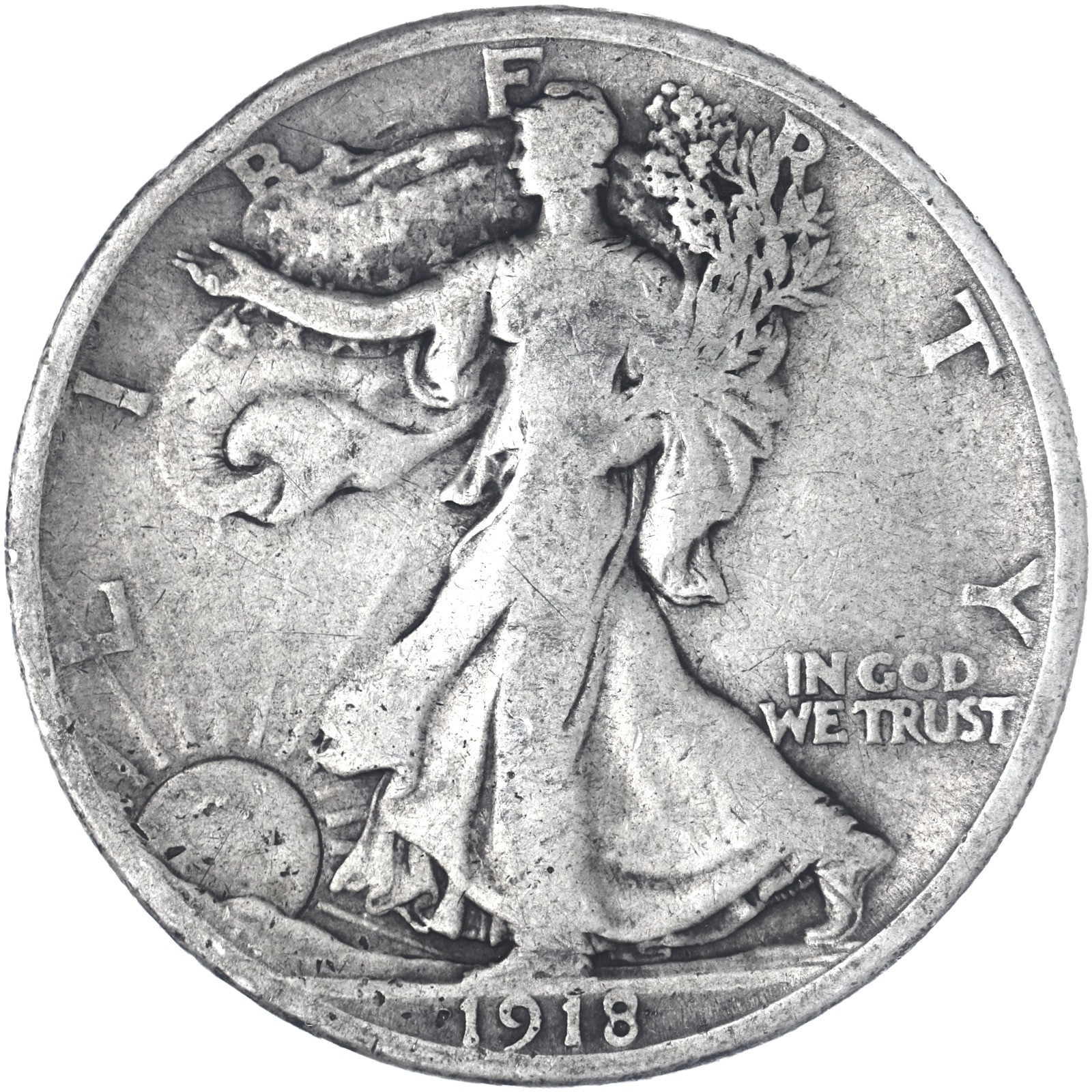 1918 S Walking Liberty Half Dollar Very Good 90% Silver