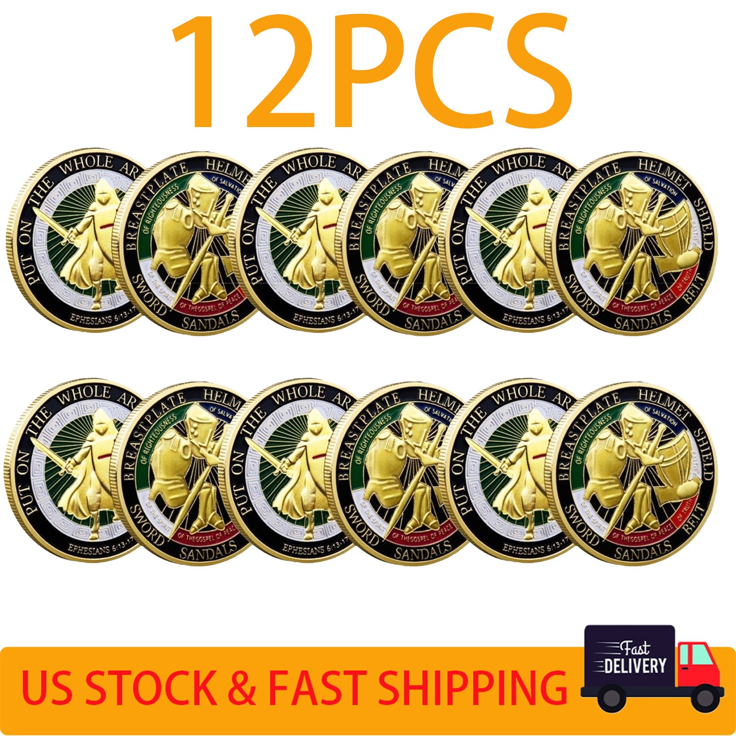 12x Put on the Whole Armor of God Commemorative Collection Challenge Coins Gift