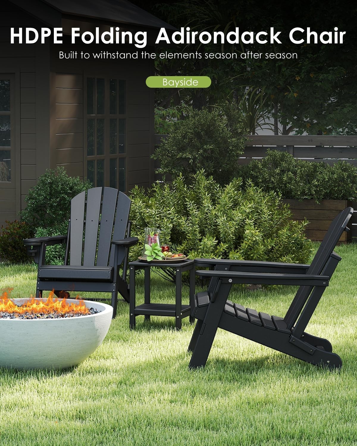Folding-Adirondack-Chairs-Set-of-2 HDPE Plastic Fire Pit Chair All Weather Cup