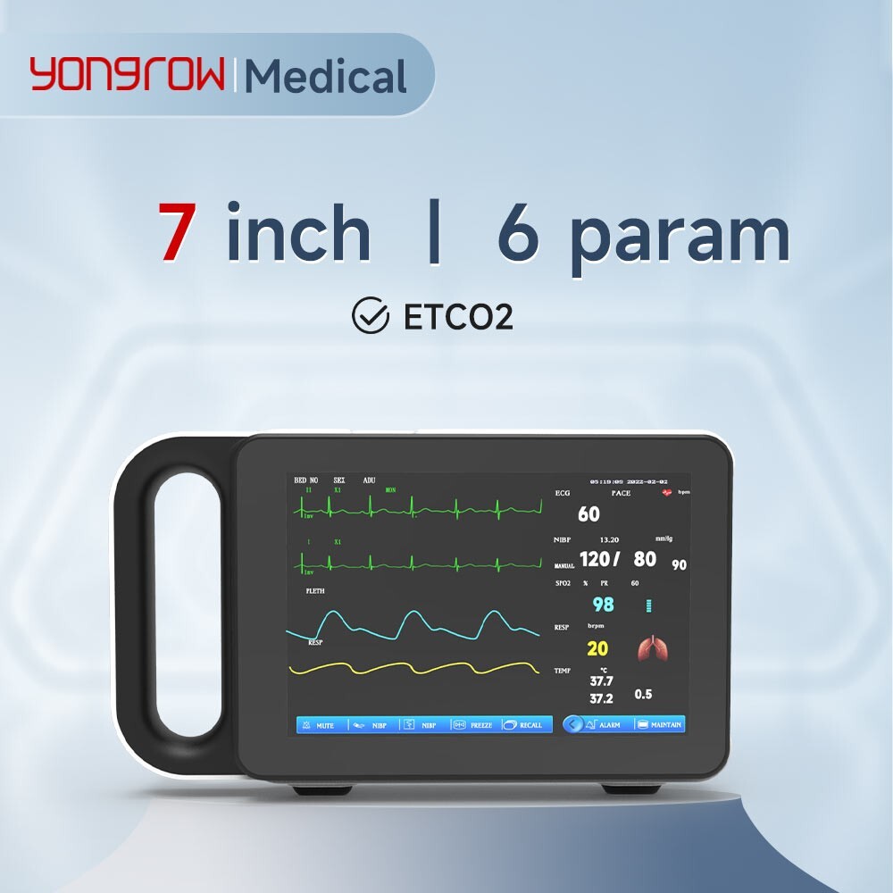 Portable Patient Vital Signs Monitoring Device 7" ECG/NIBP/TEMP/RESP/SPO2/PR