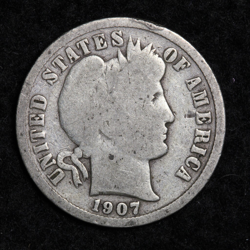 1907-S Silver Barber Dime GOOD FREE SHIPPING