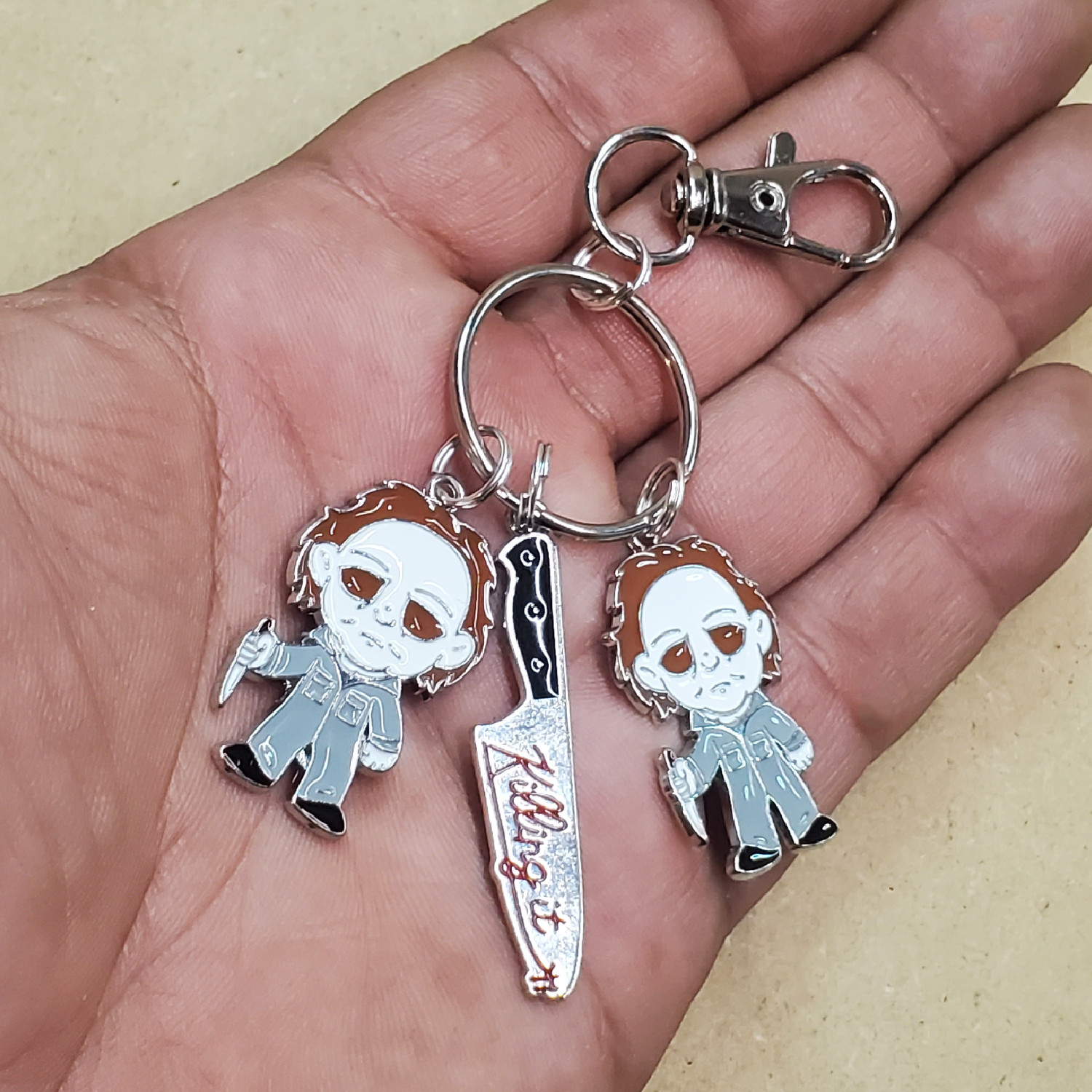 Michael Myers keychain metal charms pendants 🔪 Halloween horror movie keychain