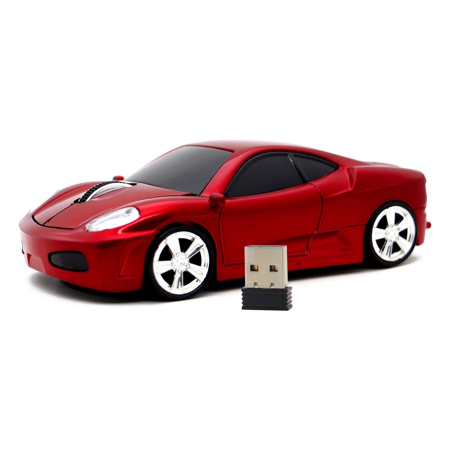 Wireless Mouse Sports Car Mouse USB Computer Mice Optical 2.4GHz with Headlig...