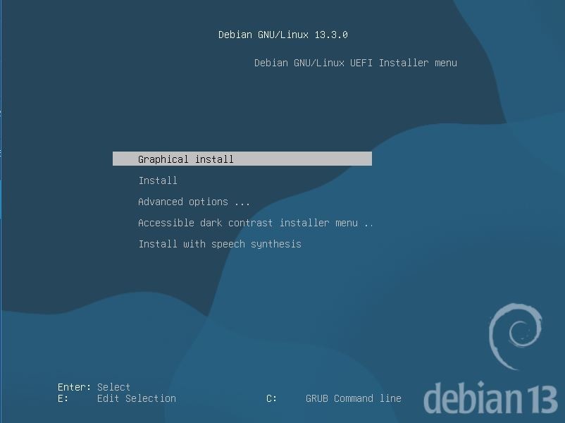 Debian 13 Bootable Live USB Installer UEFI/Legacy PC - SERVER - INTEL MAC