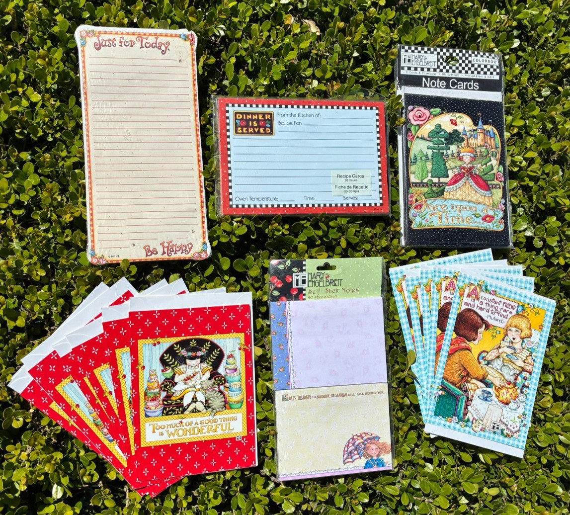 Mary Engelbreit Stationery Lot NOTECARDS + RECIPE CARDS + MEMO STICKY NOTEPADS
