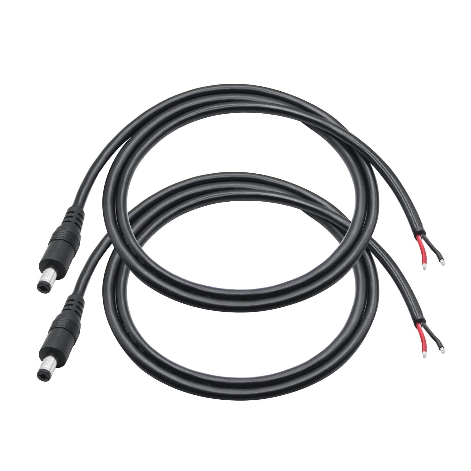 12V DC Power Pigtails Cable,1m/3.3ft DC 5.5mm x 2.1mm Male Plug to Bare Wire ...