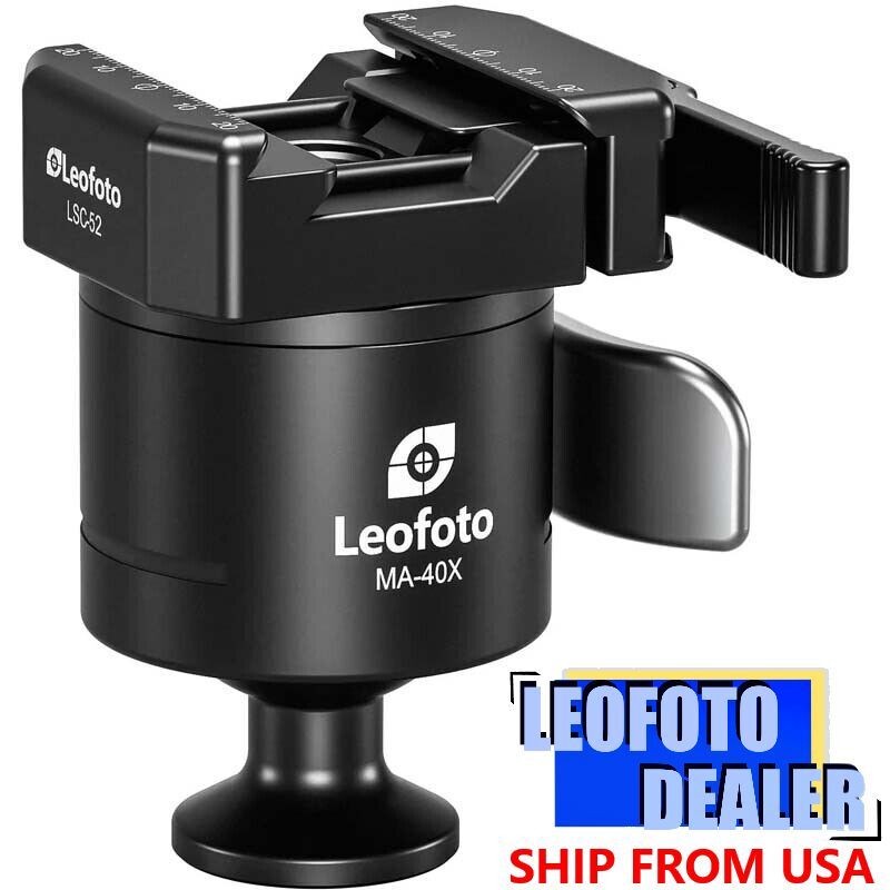 Leofoto MA-40X Lever-Release Ball Head WHybrid ClampArca&Picatinny Clamp