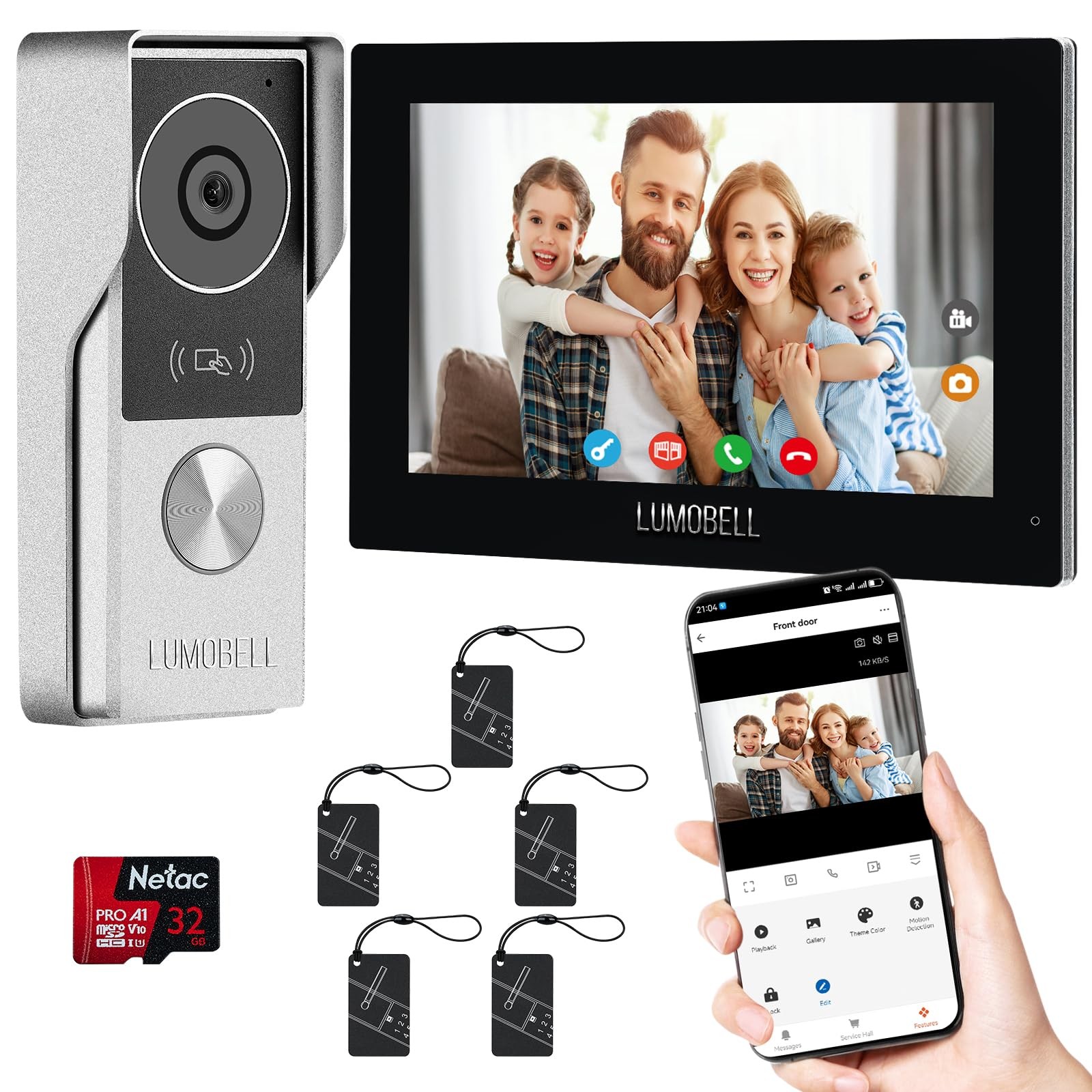 Wired Video Doorbell 7" Intercom 1080P Night Vision
