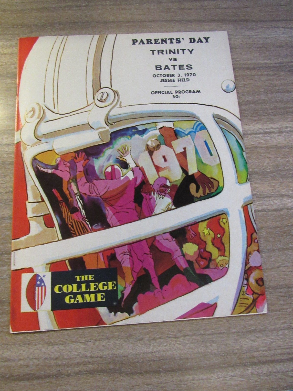 1970 Football Program Trinity Hilltoppers vs. Bates
