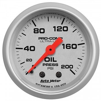 AutoMeter 4322 2-1/16 in. Oil Pressure Gauge, 0-200 PSI, Mechanical, Ultra Lite,