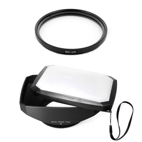 77mm 16:9 Wide Lens Hood,MCUV Filter for Sony SLT-A37,A57, A77, A65 DSLR,NEW,USA