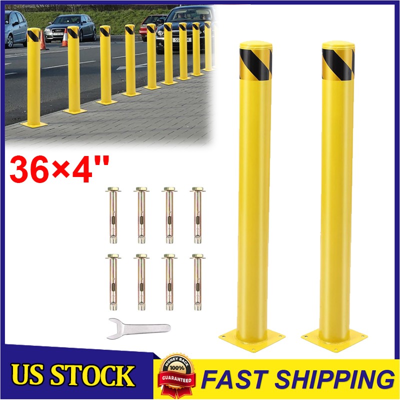 Safety Bollard, Packs 36 Inch Height Bollard Post, 4 Inch Diameter, Yellow 2