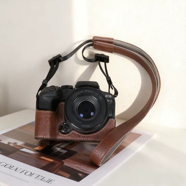 For Canon EOS R10 PU Leather Camera Bag Dock Case Base Protection Cover Shell