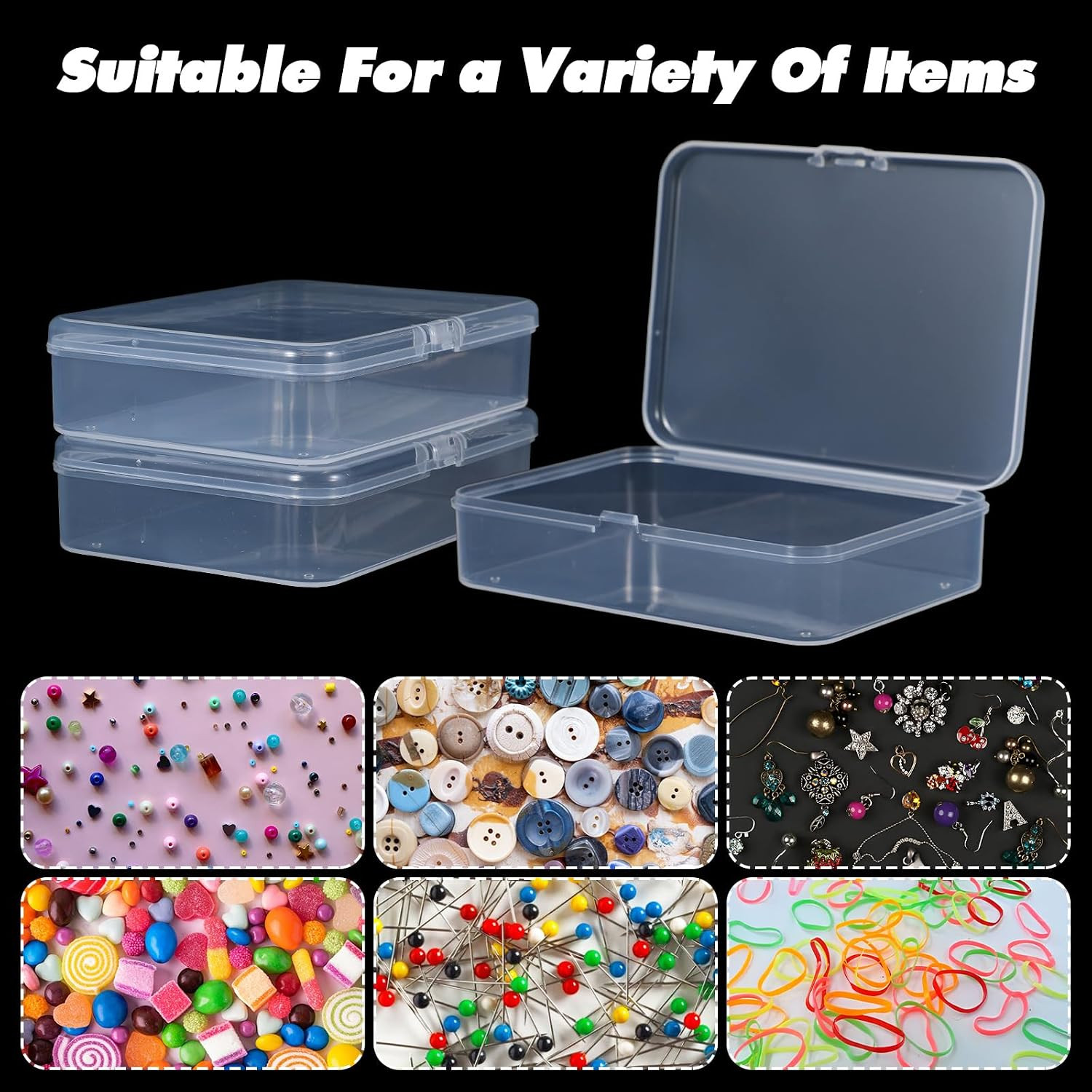 30 Pcs Clear Plastic Beads Storage Containers Box with Lids Mini Square | Small