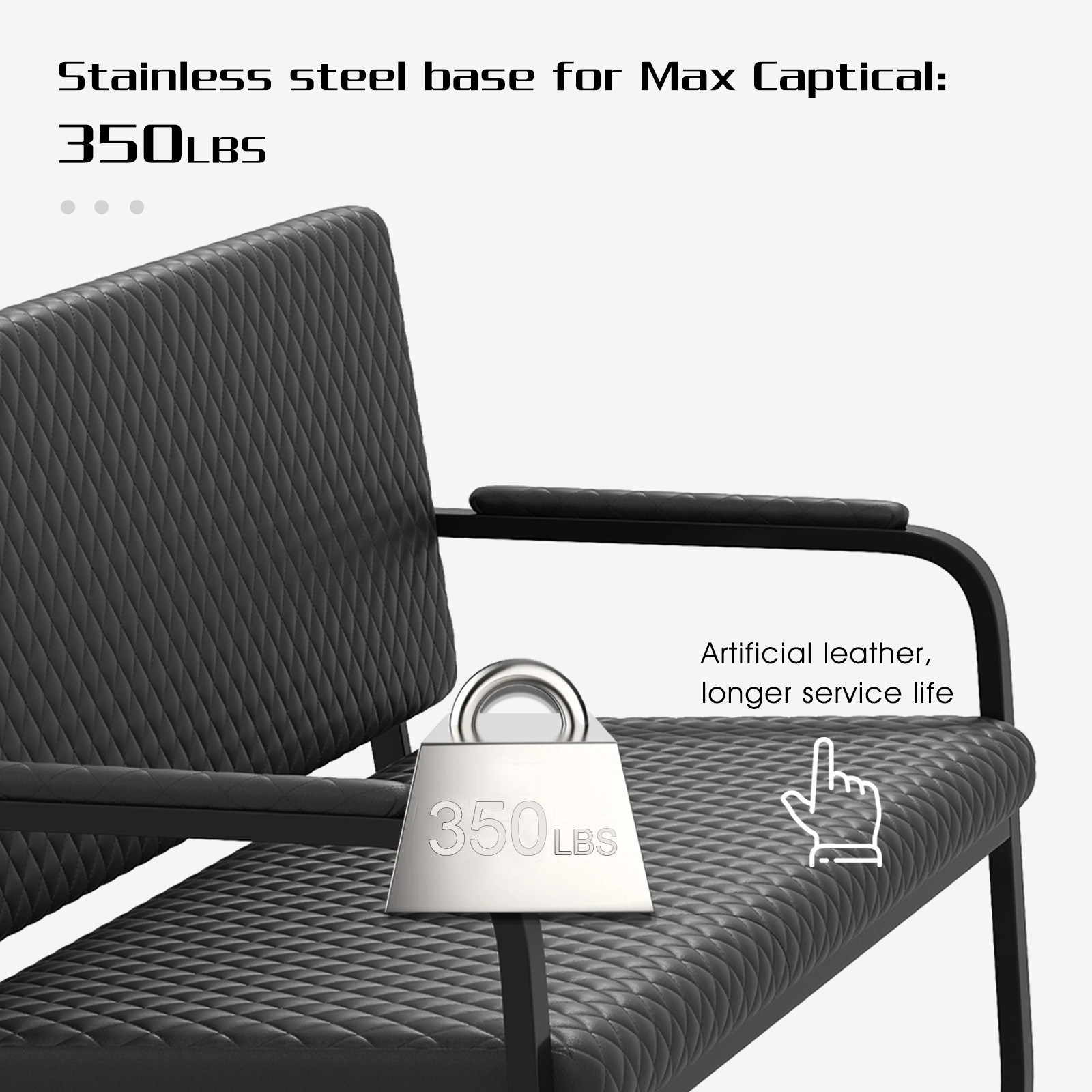 Black Waiting Chair Guest Reception Seating Bench Barbershop Beauty Salon Office