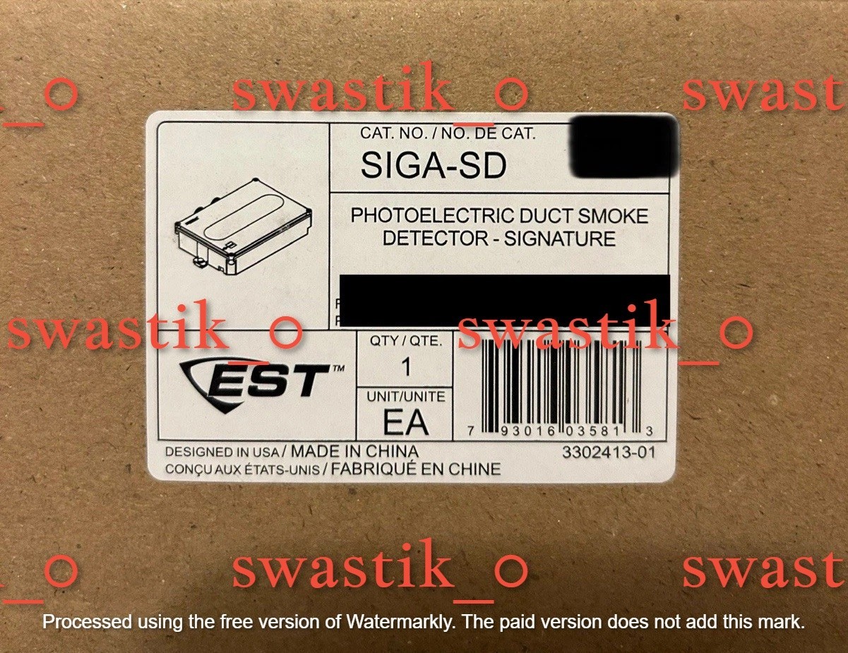 Edwards EST SIGA-SD Intelligent SuperDuct Photoelectric Duct Smoke Detector HVAC