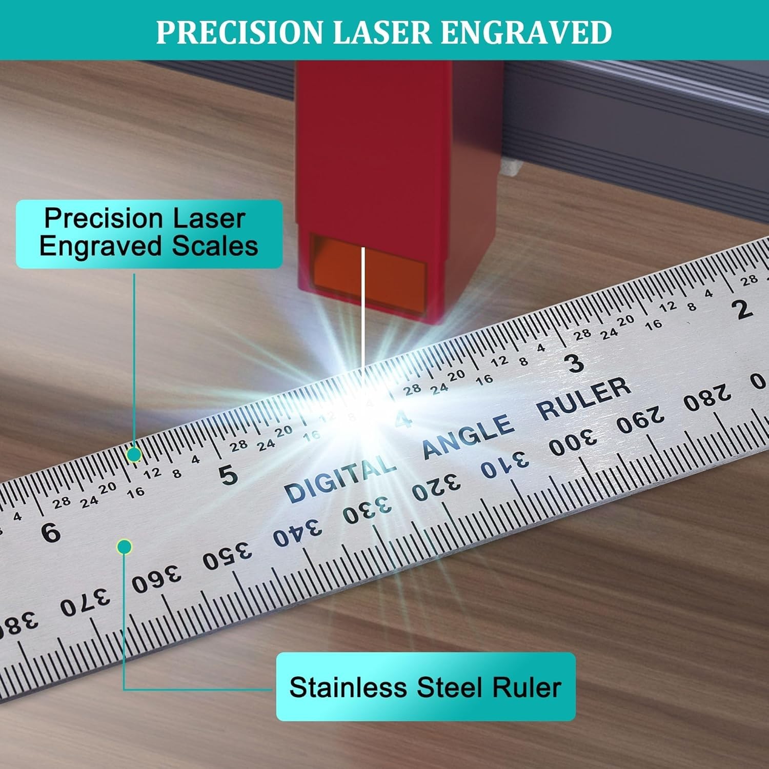 Precision Angle Finder Protractor with Lock & Reverse Functions - 200mm Length