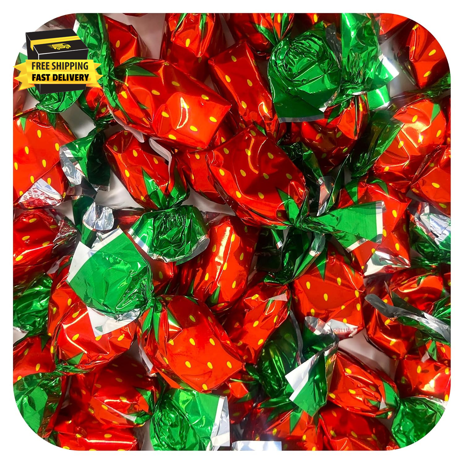 Strawberry Bon Bons 1 Lb of Strawberry Hard Candy. Individually Wrapped Bon Bons