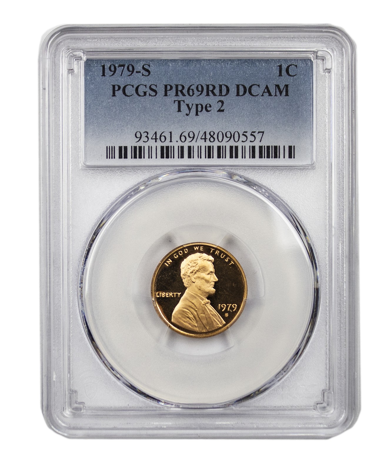 1979 -S Lincoln Cent Gem Proof Type 2 (Clear S) PCGS DCAM PR69RD