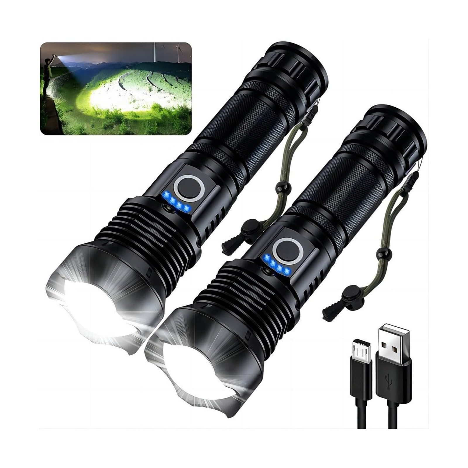MILAOSHU Rechargeable Flashlights 990000 High Lumens - 2 Pack, ... FAST USA SHIP