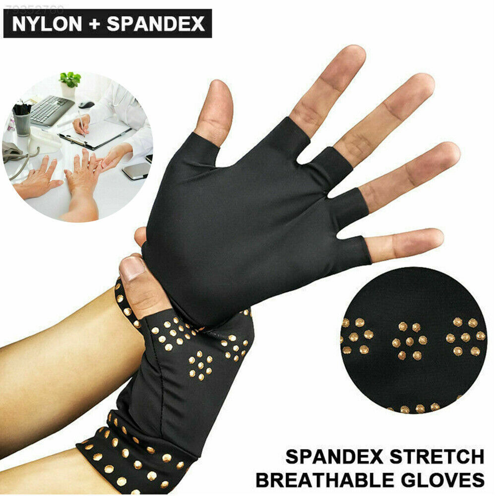 2 Pair Copper Arthritis Compression Gloves Hand Carpal Support Joint Pain Relief
