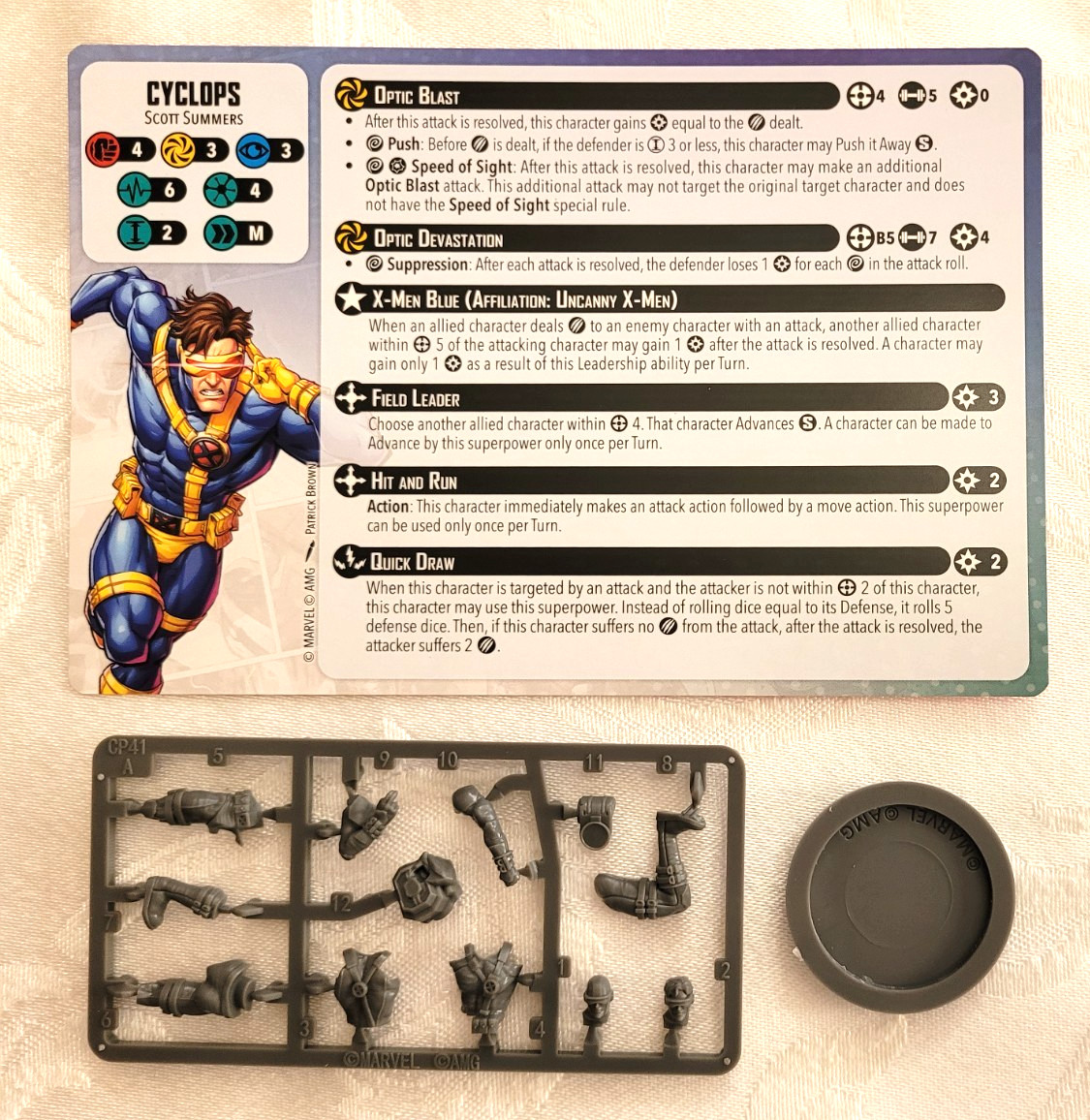 Marvel Crisis Protocol: Cyclops model, character card, base X-Men Starter Set