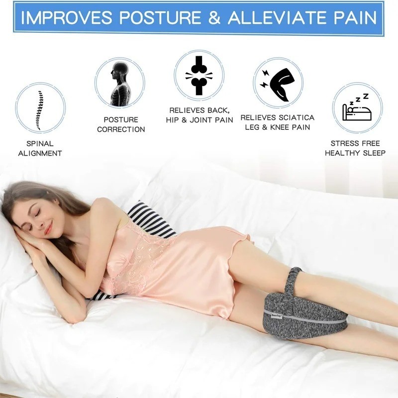 Memory Foam Knee Pillow for Side Sleepers Sciatica Hip Joint Back Pain Relief