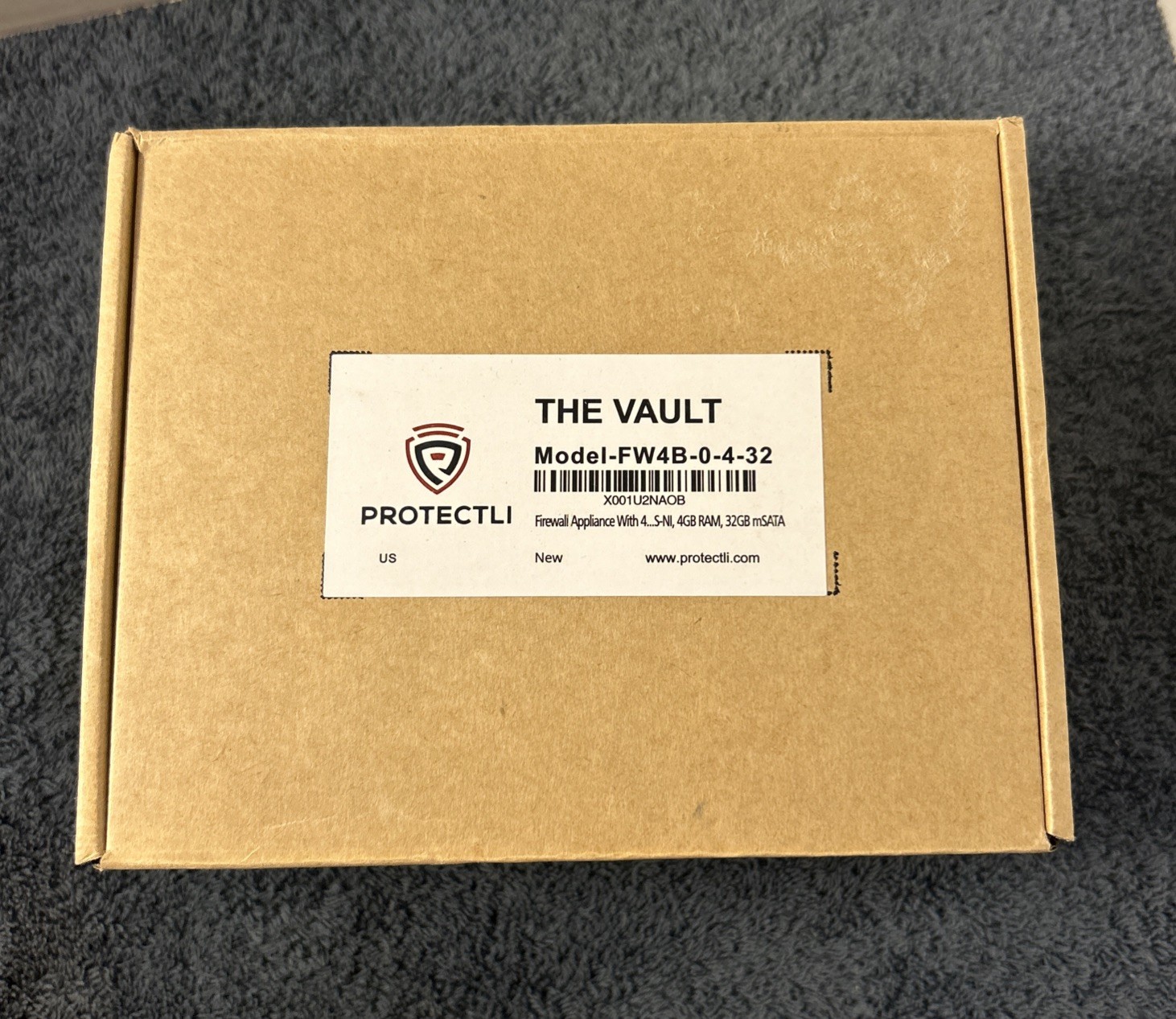 Protectli Vault FW4B Firewall Micro Appliance, 4GB RAM, 32GB mSATA SSD, Intel 4c