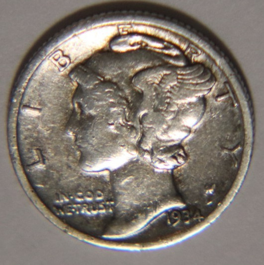 1934 P Mercury Dime 10C Cents Coin Silver, VF/XF!