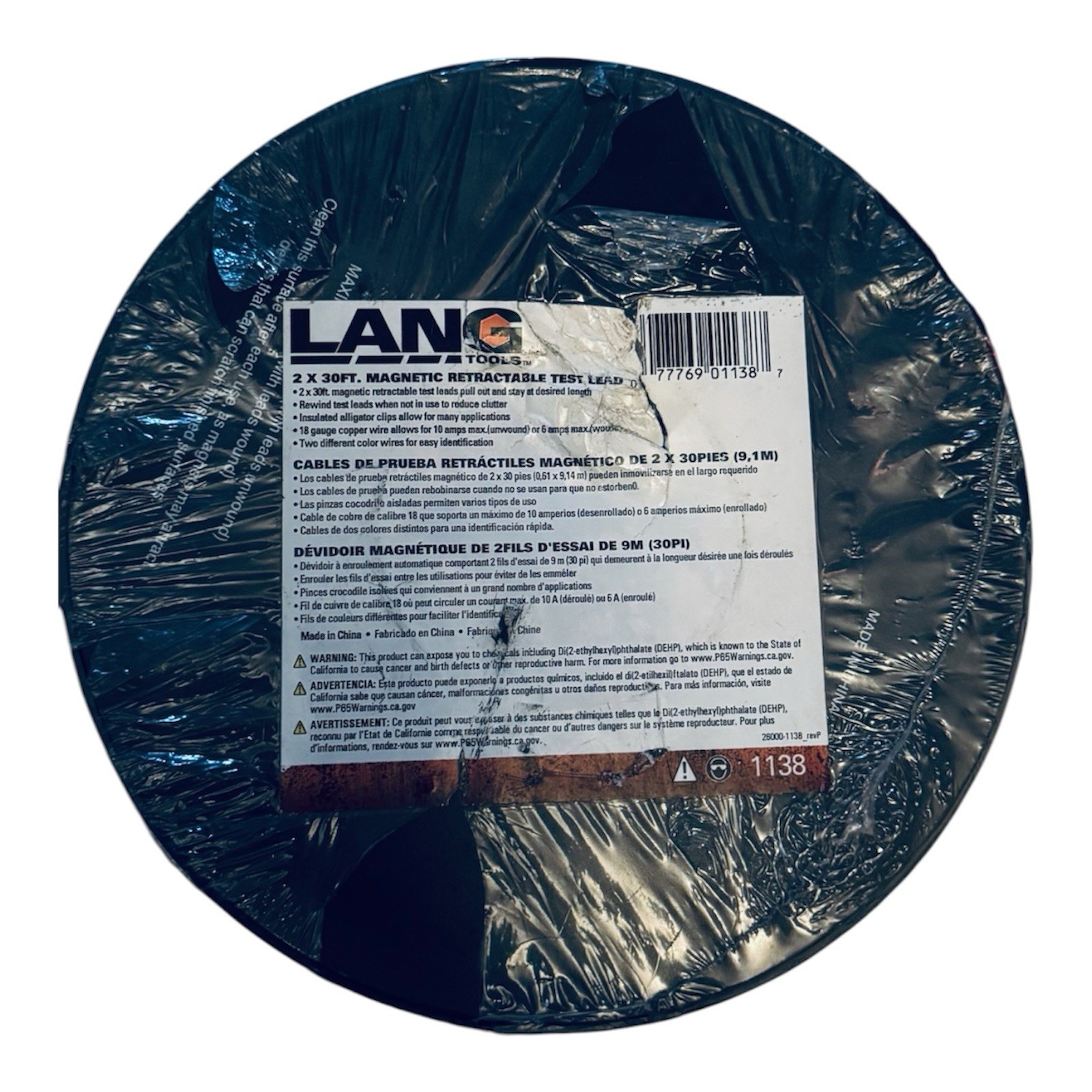 Lang Tools Magnetic Retractable Test Leads - 2 Leads x 30-ft. (1138)