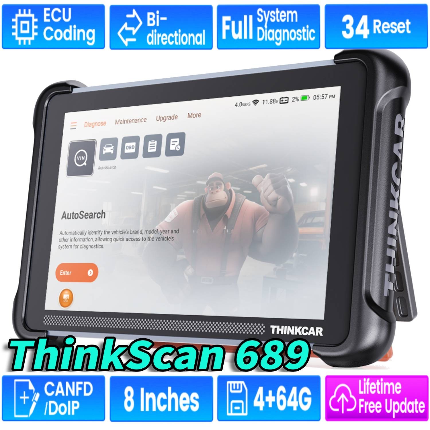 Thinkcar 689 CANFD & DOIP Active Diagnostic Scanner Full-System Lifetime Free