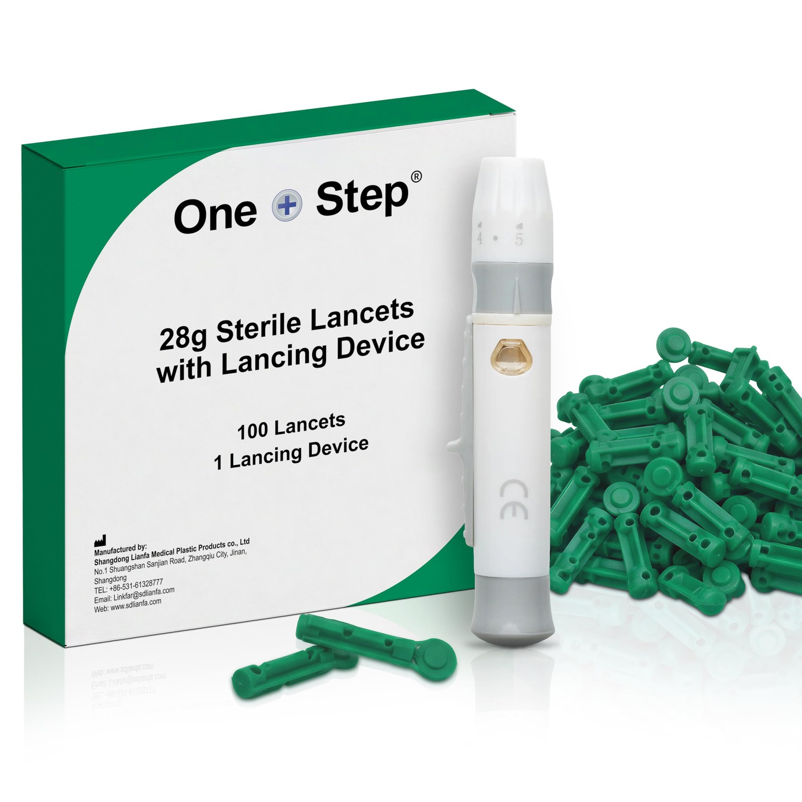 Lancing Device 28 Gauge Twist Top Lancets Blood Sampling Pen Ejector 100 PCS