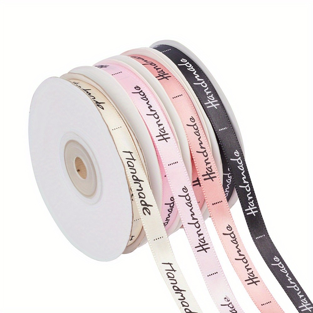 1set 4rolls Satin Printed Polyster Ribbon tive 4 colors Ribbon with Word