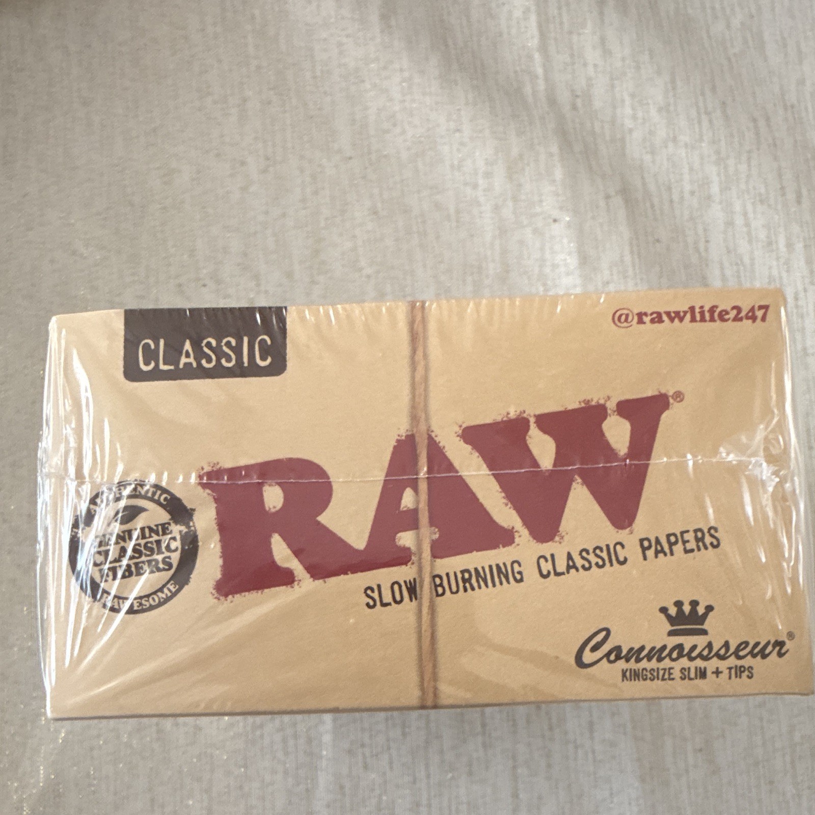 RAW Classic Connoisseur King Size Slim + Tips Rolling Papers 24 Pack Box