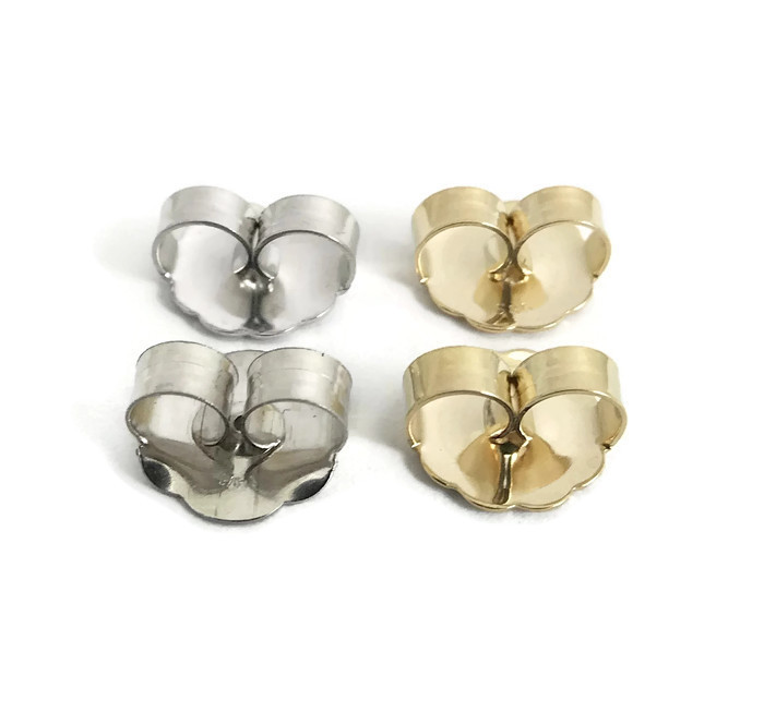 Jumbo Tension Earring Push Backs Butterfly 14K White or Yellow Gold, 1 PAIR