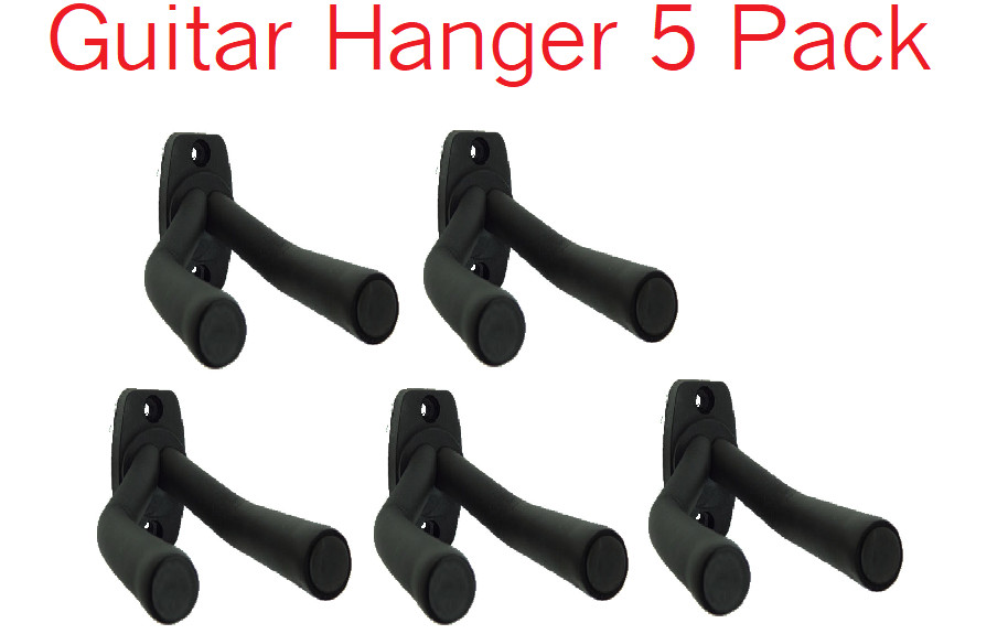 5 Pack ~ Guitar Wall Hanger Holder Stand Rack Hook for all guitars USA SHIPPER