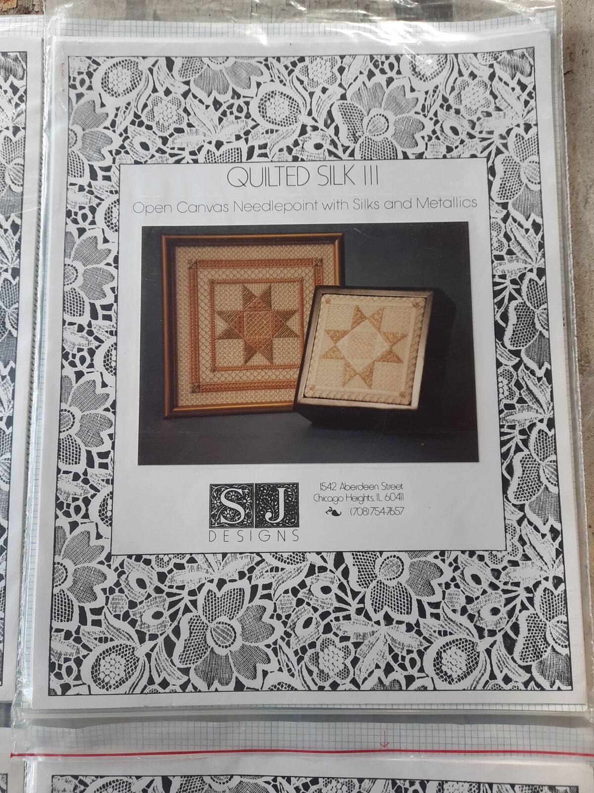 Quilted Silk Open Canvas Needlework Patterns I, III, IV and Supplement