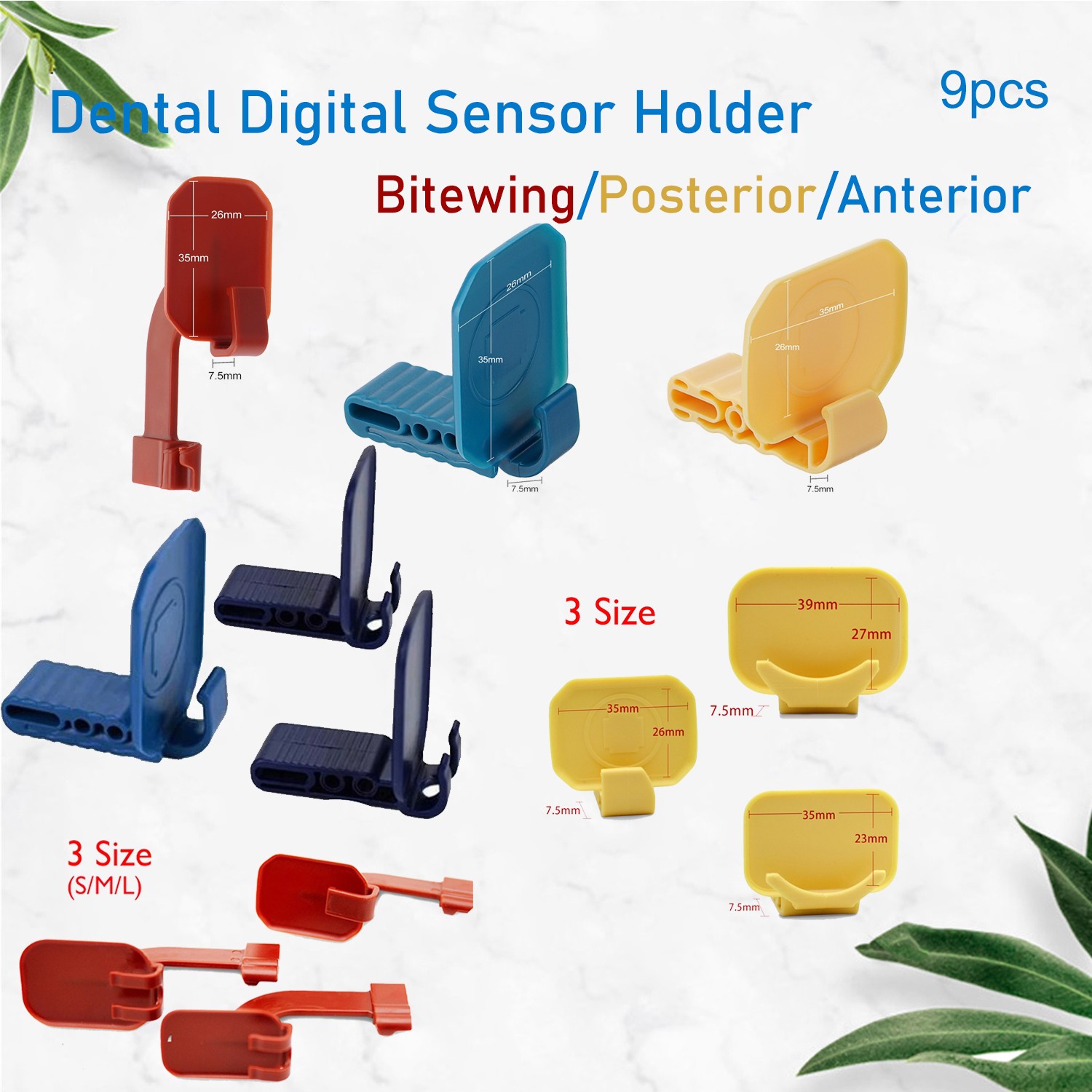 9/10pcs Dental Sensor Holder Autoclavable Dental XRay Positioning S/M/L Holder