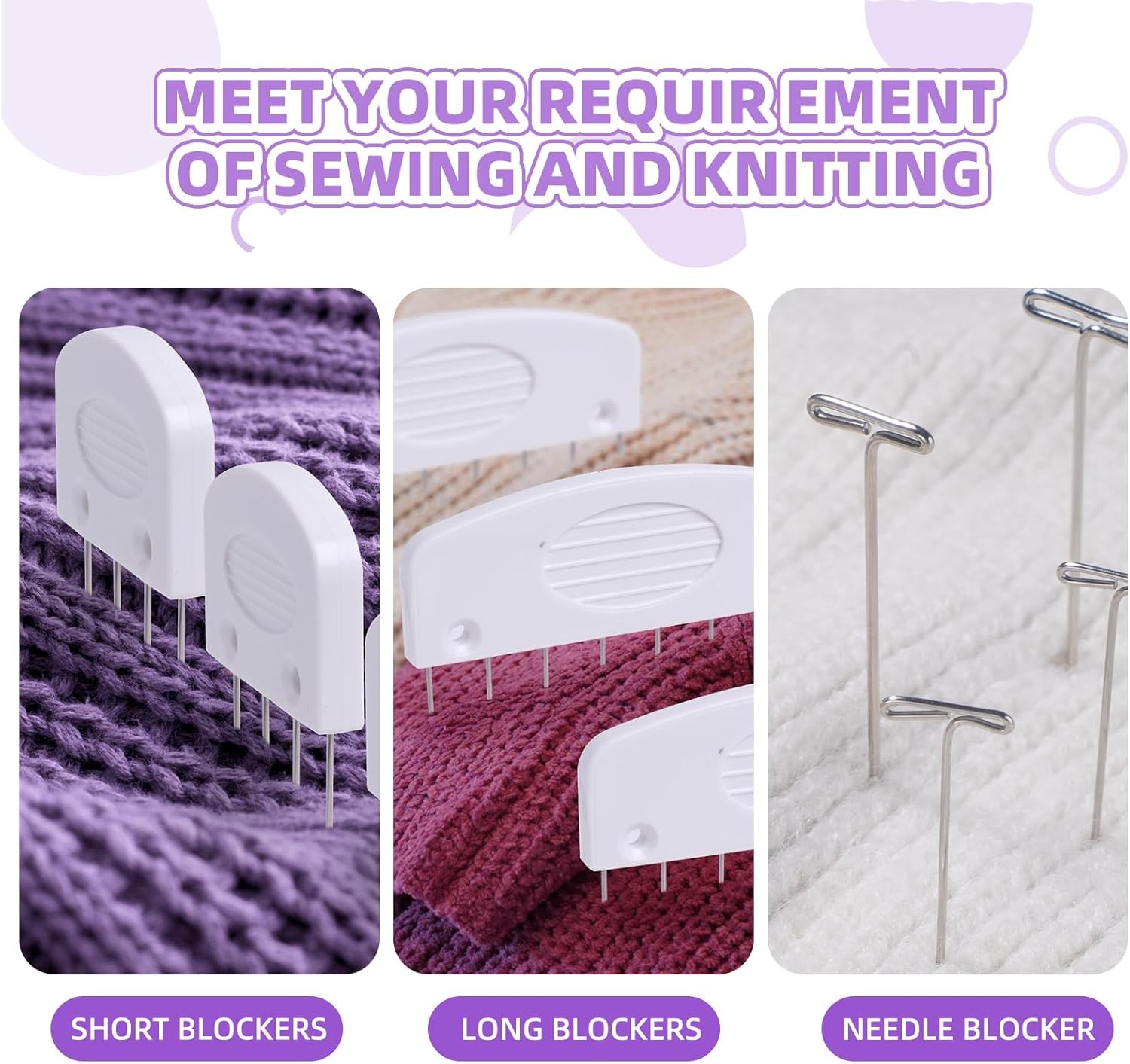 130 Pcs Knit Blockers Kits, Blocking Combs Pins Set for Knitting, S1