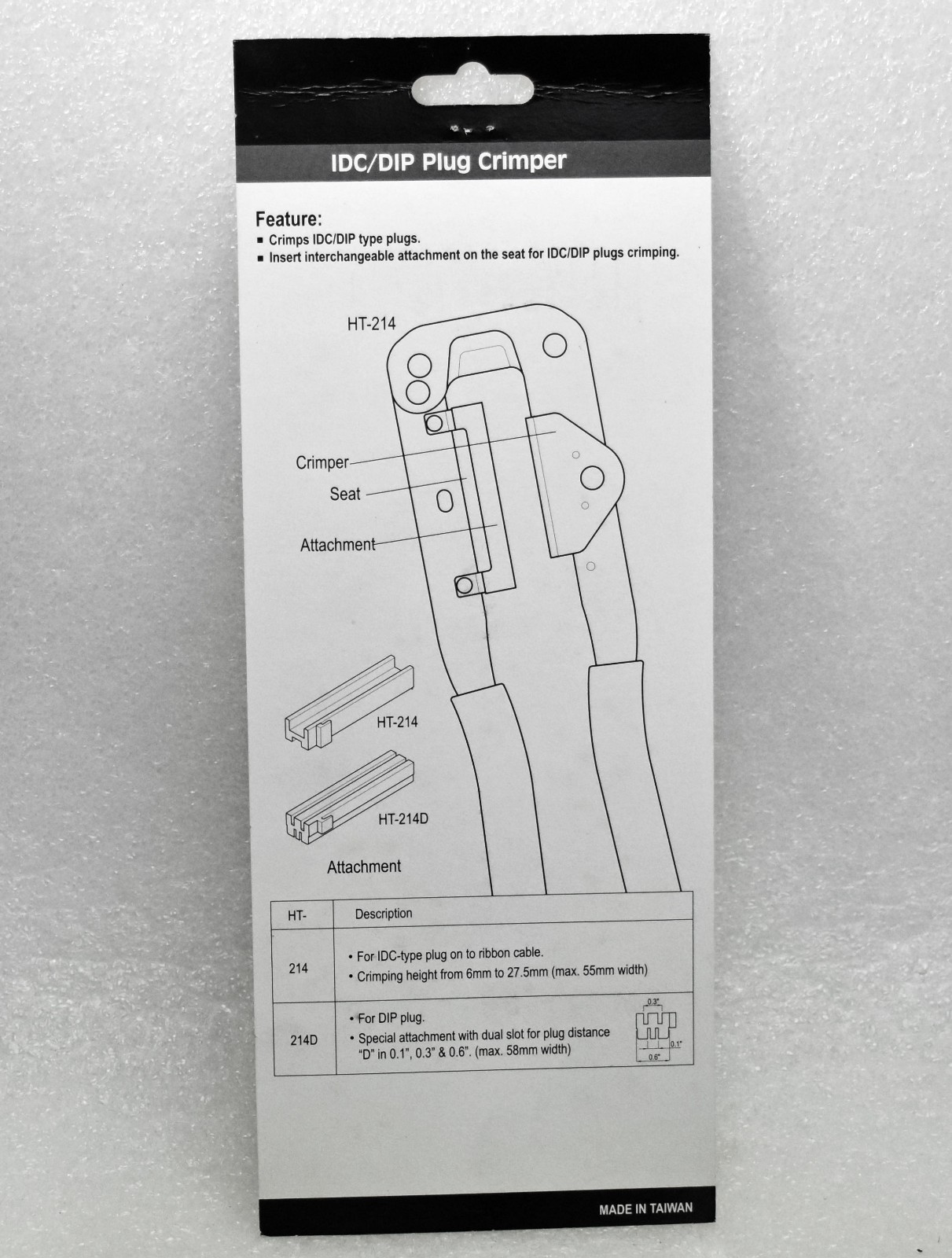 2pc Adapter for IDC DIP Plug Crimping tool HT-214D Width=0.1" 0.3" 0.6" Hanlong