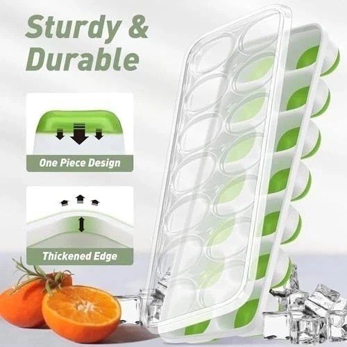 Ice Cube Tray with Lid, 4 Pack Durable Stackable Ice Cube Trays for Freezer with