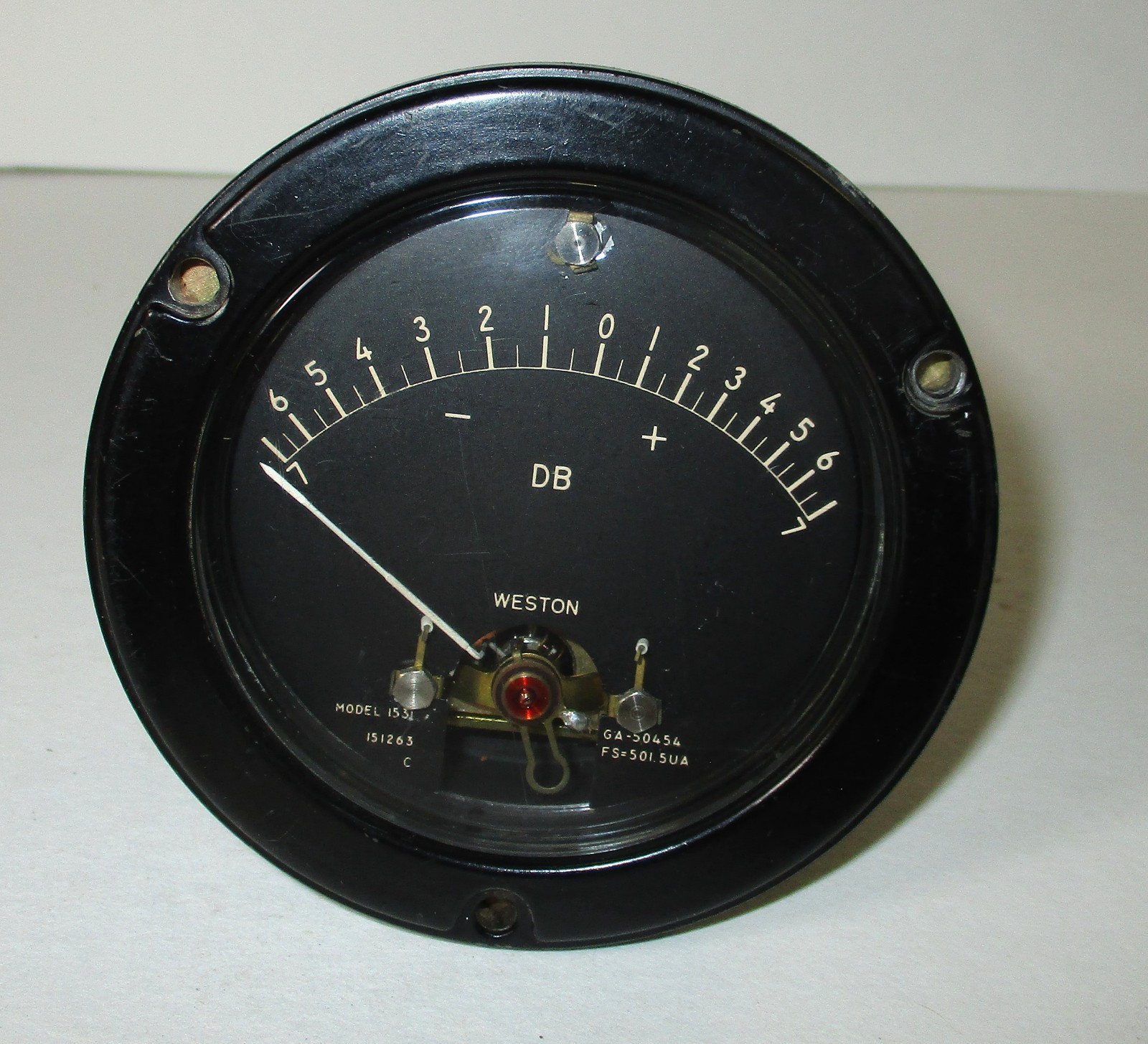Weston Model 1531 7-0-7 Decibels 3-1/2" Panel Meter