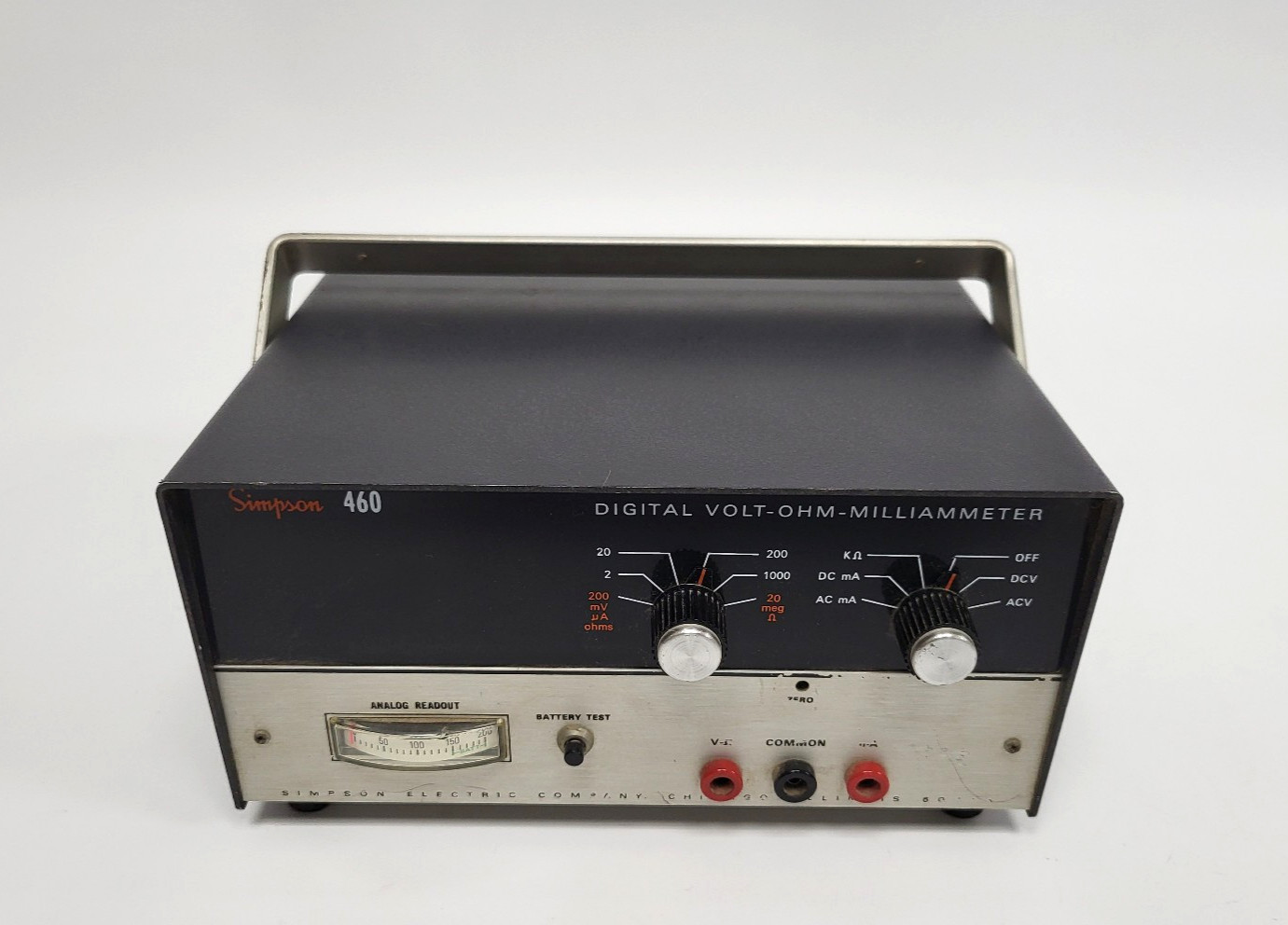 Vintage 1970s Simpson 460 Digital Volt Ohm Milliameter (Powers On Untested)