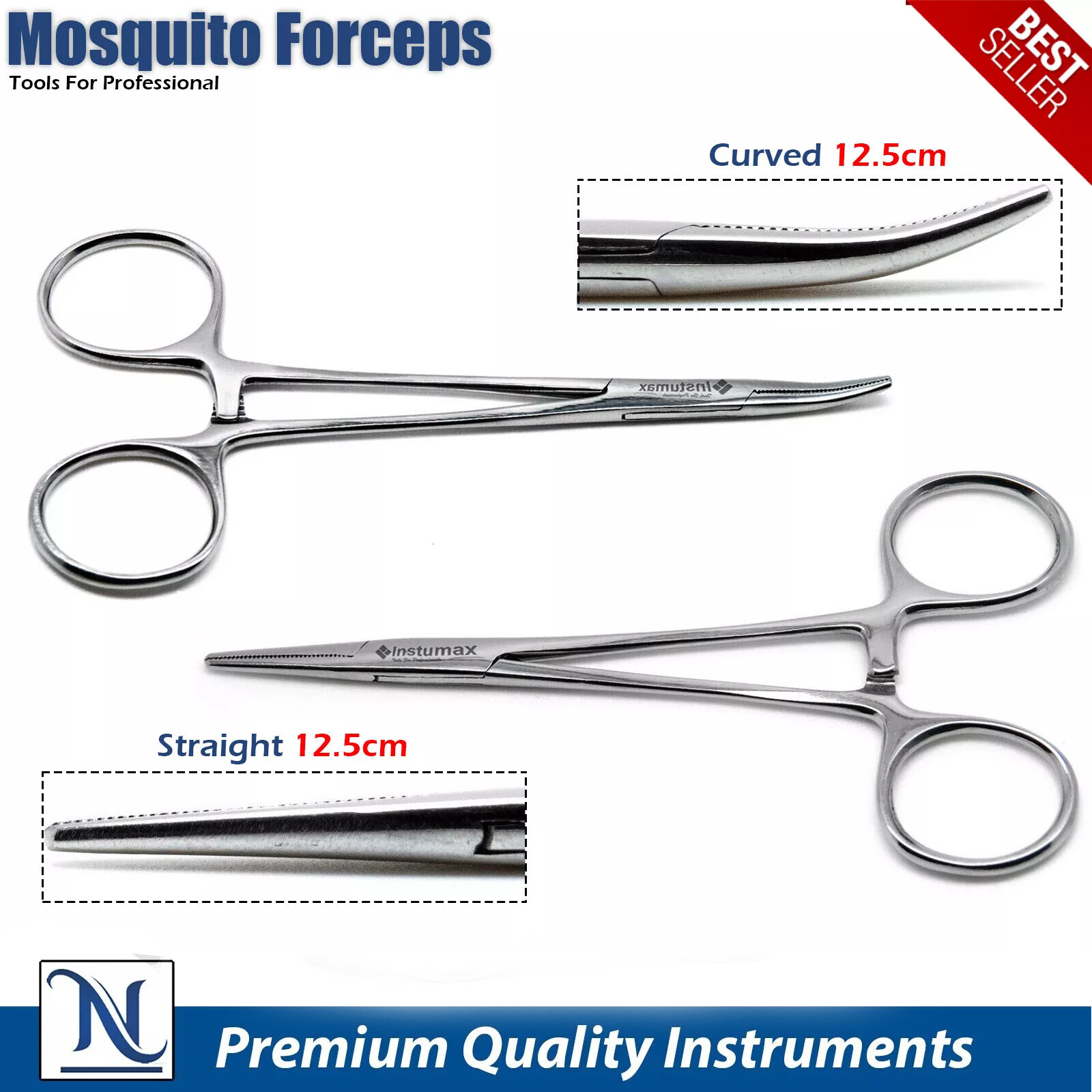 Fine Tip Mosquito Forceps (Straight & Curved) Clamping Surgical Hemostatic Pinza