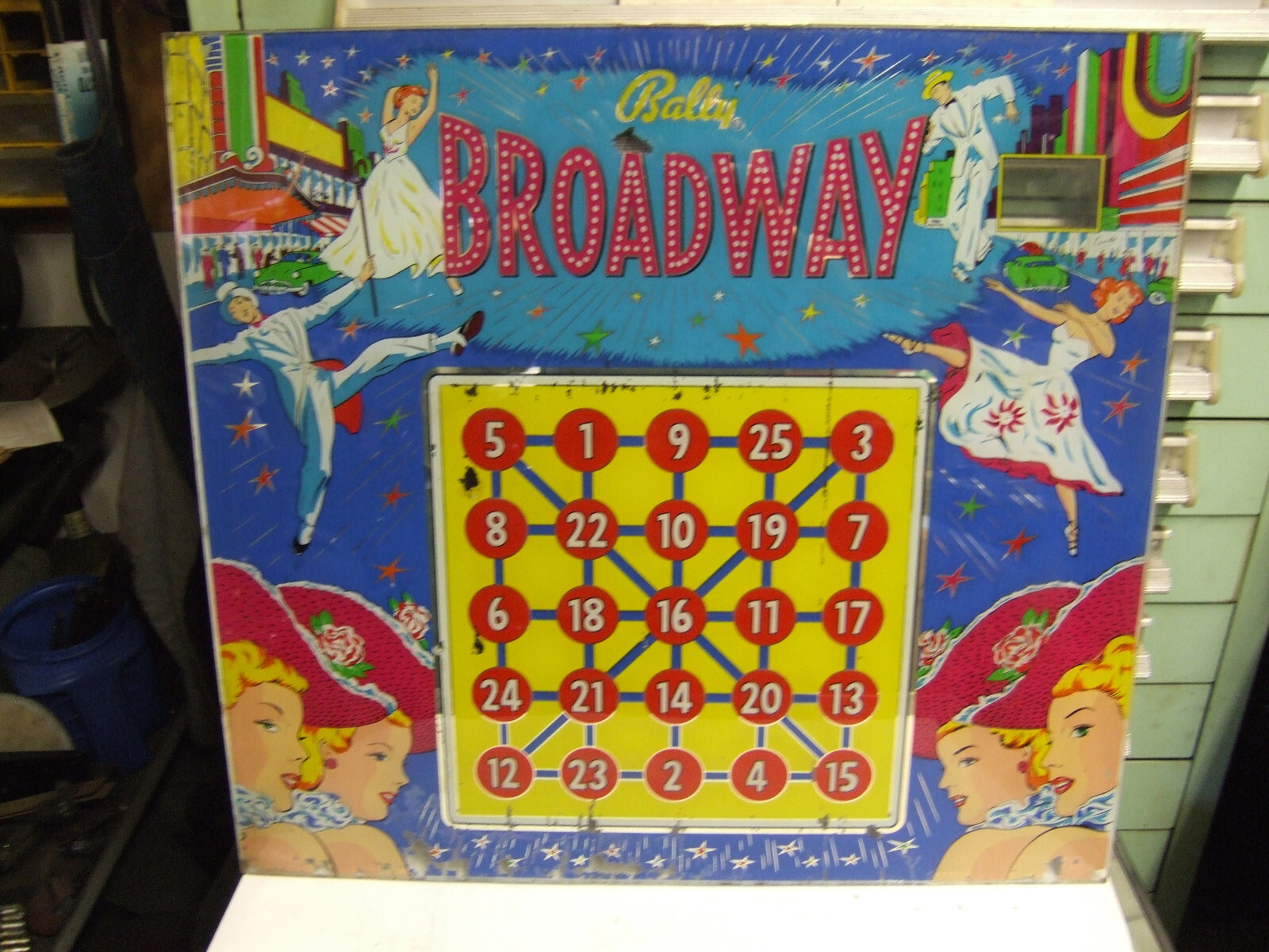 Bally bingo pinball BACK GLASS BROADWAY 51