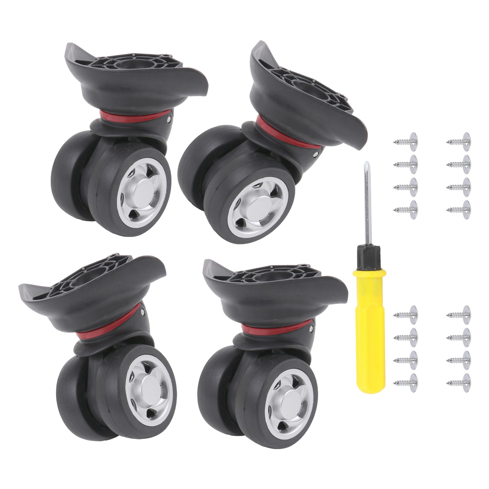 4 Pcs Left Luggage Wheel 360 Swivel Casters Repair Replacement with Screws W055