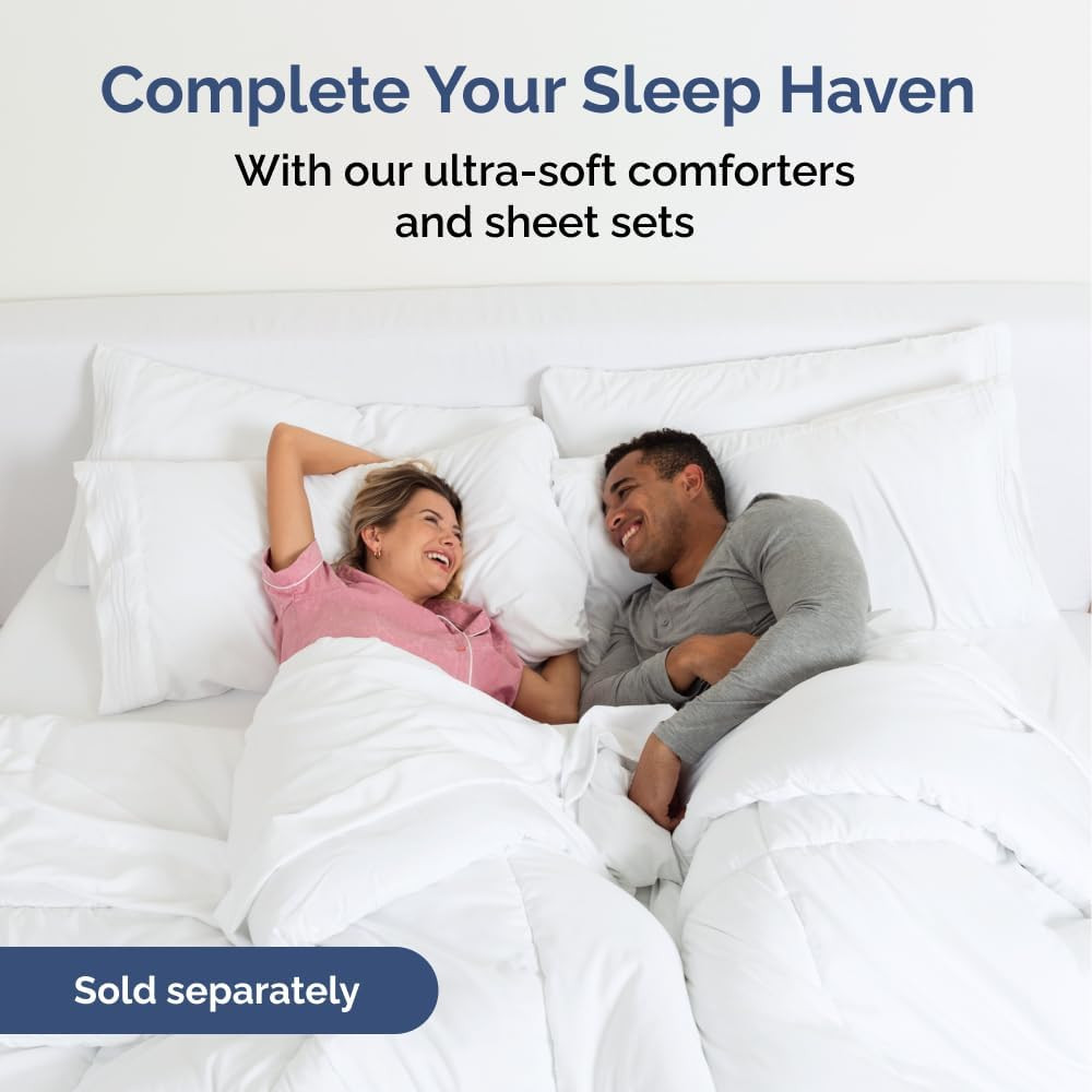 Twin Sheet Set & 2 Queen Cotton Bed Pillows - 3 Piece Set